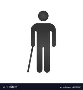 Man walking with cane line icon for web.